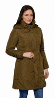 Luxury Ruched Collar Padded Olive Coat db1263